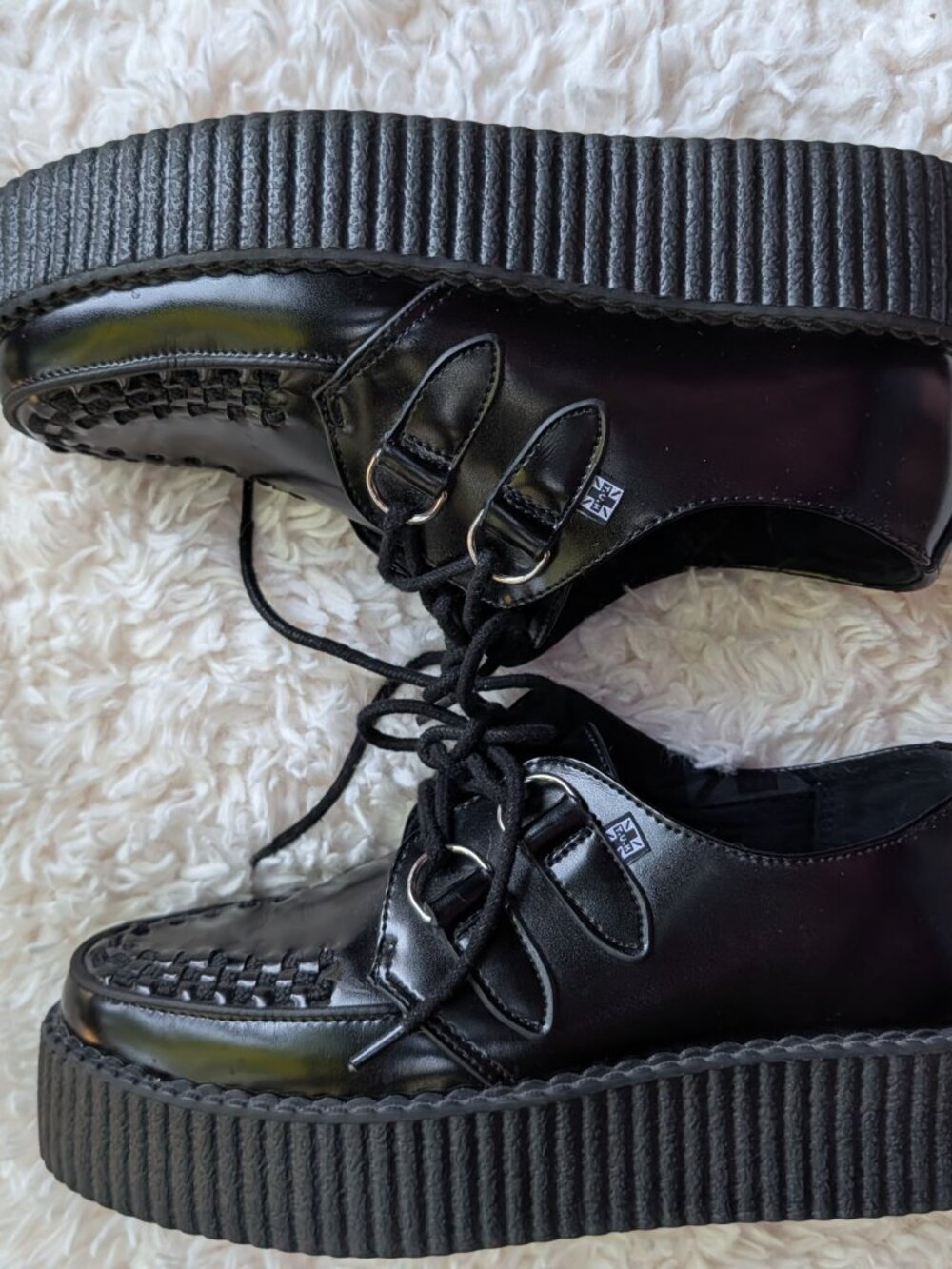 T.U.K. Black Leather Platform Creepers Goth Punk Shoes US 9 UK 7 - Picture 5 of 7